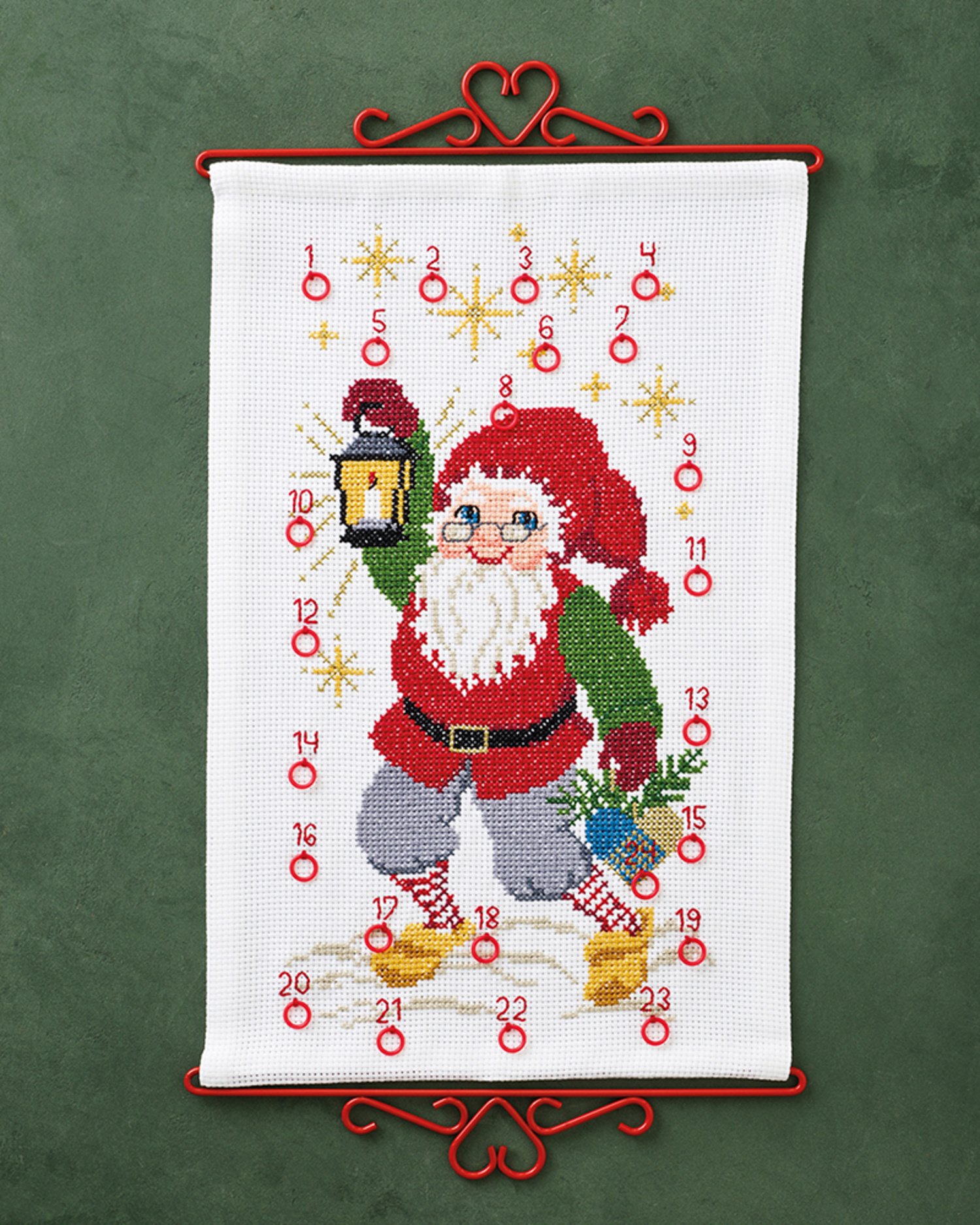Nisse med lygte - julekalender broderikit