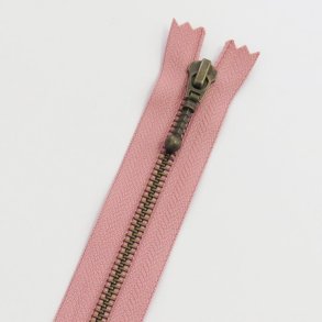 YKK 6 mm antik messing lynls 35 cm - Gl. rosa