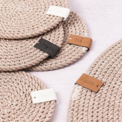 Handmade labels - lder - 6 stk.