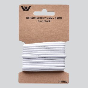 Elastik - rund 2,5 mm - 3 meter