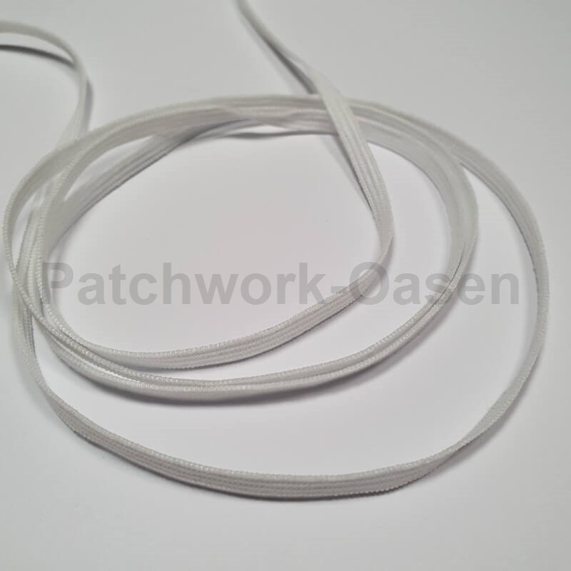 Bld flad elastik - 10 meter hvid