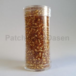 Rocailles perler 9/0 - Guld glas med metalkerne