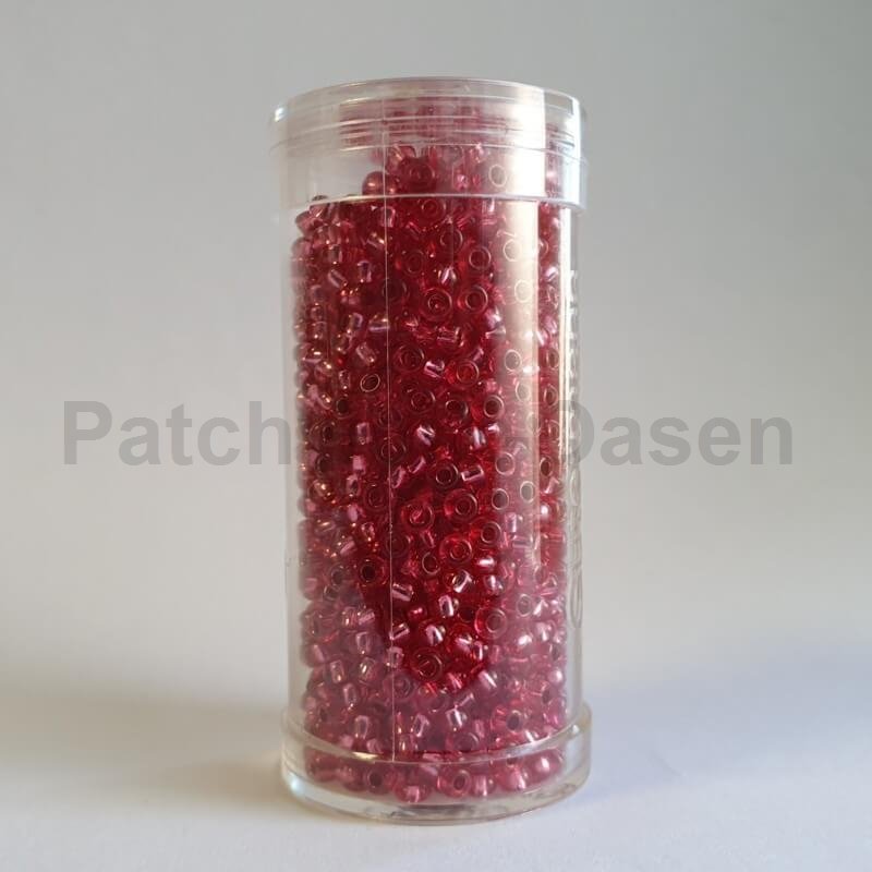 Rocailles perler 9/0 - Mrk rosa glas med slvkerne