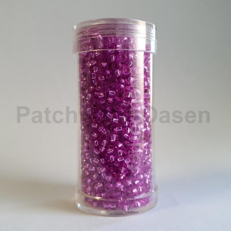 Rocailles perler 9/0 - Fuchsia glas med slvkerne