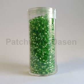 Rocailles perler 9/0 - Lys grn med slvkerne