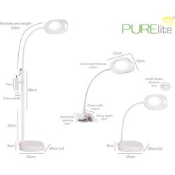 Purelite 3 i 1 gulv-/bordlampe med lup